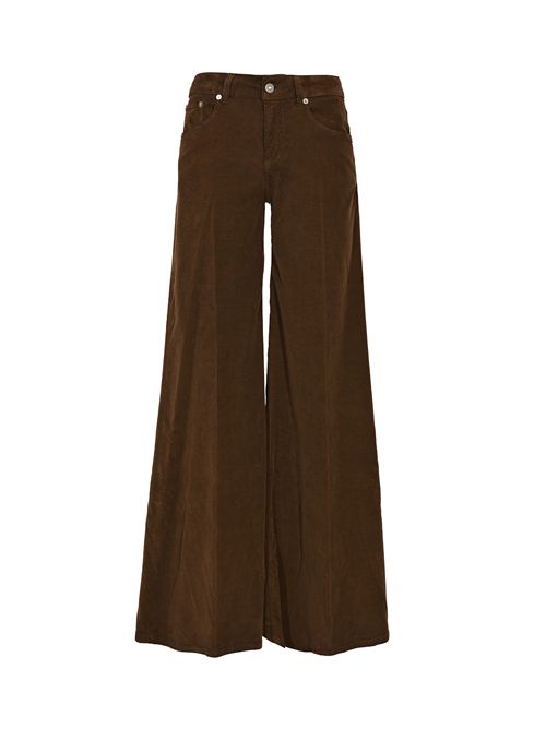 Jeans Marlen wide leg in cotone e lyocell millerighe Caffè DONDUP | DP775 VS0030 BM5789